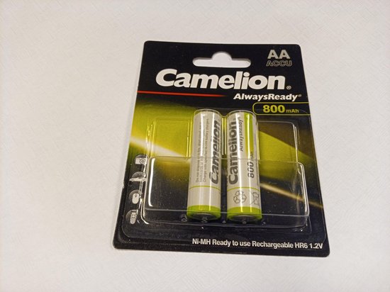 Set de 2 piles Ni-MH AA-R6 - rechargeables 800 mAh 1,2 V de marque Camelion®