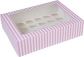 House of Marie Mini Cupcake Doos 24 - Circus Roze pk/2