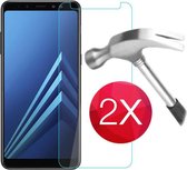 2X Screen protector - Tempered glass screenprotector voor Samsung Galaxy A8 2018  -  Glasplaatje voor telefoon - Screen cover - 2 PACK