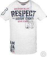 Camp David ® T-shirt gemaakt van vlam garen "Mission Blue" wit