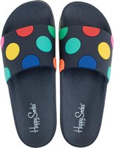 Happy Socks Pool Slider Big Dot Slippers - Blauw - Maat - 44/45