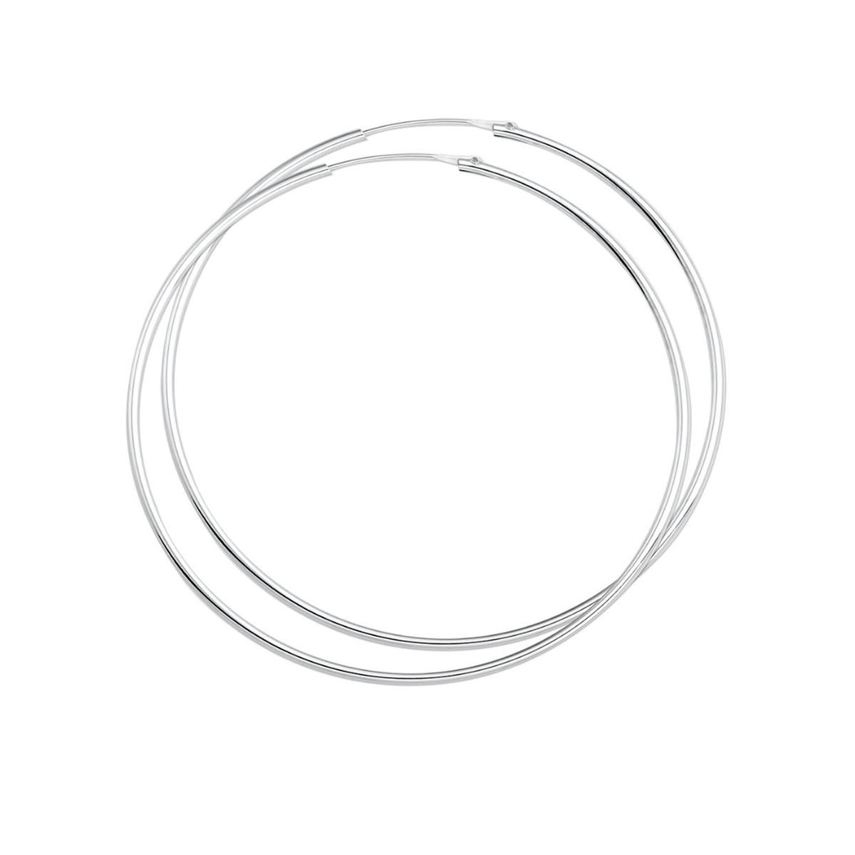 YO&NO - Oorbellen - Zilver - Oorringen - Rond - Buis - 1.7mm - 74mm - Poli - Sieraden Vrouw - Gerhodineerd - Zilver 925