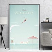 Cote d'Azur Minimalist Poster - 60x80cm Canvas - Multi-color