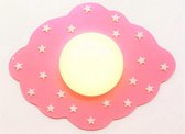 Funnylight kids lamp LED wolk roze - mooie XL  kids plafonniere met witte glow in the dark sterren voor de baby en kinderkamer
