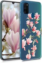 kwmobile telefoonhoesje voor Samsung Galaxy M30s - Hoesje voor smartphone in poederroze / wit / transparant - Magnolia design