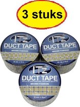 IT'z Duct Tape 03 - Brown Fashion 3 stuks  48 mm x 10m |  tape - plakband - ducktape - ductape