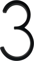 Huisnummer 3 - Zwart - 125 mm - 12,5 cm - Weerbestendig - Moderne huisnummers 0 t/m 9