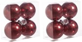 8x stuks kunststof kerstballen met glitter afwerking rood 8 cm - glitter finish - Kerstversiering/boomversiering