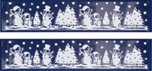 2x stuks velletjes kerst raamstickers sneeuw landschap 58,5 cm - Raamversiering/raamdecoratie stickers kerstversiering