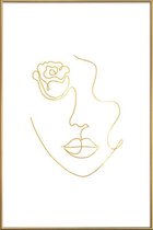 JUNIQE - Poster met kunststof lijst Petal gouden -13x18 /Goud & Wit