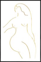 JUNIQE - Poster met kunststof lijst Gold Form II -40x60 /Goud & Wit