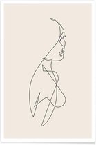 JUNIQE - Poster Femme I -13x18 /Ivoor & Zwart