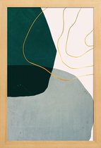 JUNIQE - Poster met houten lijst Interplay gouden -13x18 /Goud & Groen