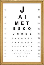 JUNIQE - Poster met houten lijst Eye Chart Je t'aime -40x60 /Wit &