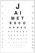 JUNIQE - Poster met kunststof lijst Eye Chart Je t'aime -40x60 /Wit &