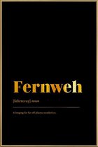JUNIQE - Poster met kunststof lijst Fernweh gouden -20x30 /Goud &