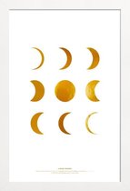 JUNIQE - Poster met houten lijst Lunar gouden -40x60 /Goud & Wit