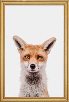 JUNIQE - Poster met houten lijst Fox -40x60 /Bruin & Wit