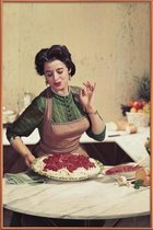JUNIQE - Poster met kunststof lijst Italiaanse keuken -30x45 /Bruin
