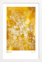 JUNIQE - Poster met houten lijst Berlin Map gouden -40x60 /Goud & Wit