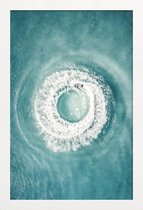 JUNIQE - Poster in houten lijst Ocean Swirl -30x45 /Blauw