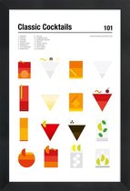 JUNIQE - Poster met houten lijst Klassieke cocktails - minimalistisch