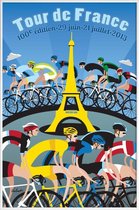 JUNIQE - Poster in kunststof lijst Tour de France -60x90 /Blauw & Geel