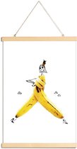 JUNIQE - Posterhanger Banaan - modeschets -30x45 /Geel & Wit