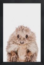 JUNIQE - Poster met houten lijst Hedgehog -13x18 /Bruin