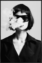 JUNIQE - Poster in kunststof lijst Smoke -40x60 /Wit & Zwart