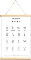 JUNIQE - Posterhanger Pasta infographic -60x90 /Wit & Zwart