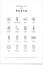 JUNIQE - Poster Pasta infographic -30x45 /Wit & Zwart