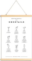 JUNIQE - Posterhanger Cocktail infographic -30x45 /Wit & Zwart