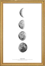 JUNIQE - Poster met houten lijst Fasen van de maan -30x45 /Wit & Zwart