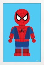 JUNIQE - Poster in houten lijst Spider-man Speelgoed -40x60 /Blauw &