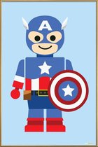 JUNIQE - Poster met kunststof lijst Capitan America Speelgoed -20x30