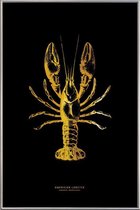 JUNIQE - Poster met kunststof lijst American Lobster gouden -13x18