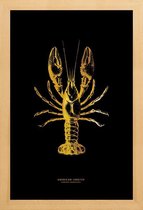 JUNIQE - Poster met houten lijst American Lobster gouden -20x30 /Goud