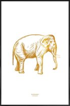 JUNIQE - Poster met kunststof lijst Elephant gouden -40x60 /Goud & Wit