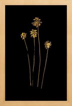 JUNIQE - Poster met houten lijst Palm Silhouettes gouden -13x18 /Goud