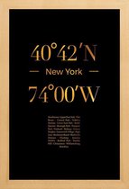 JUNIQE - Poster met houten lijst New York gouden -30x45 /Goud & Zwart