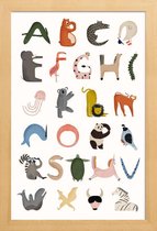 JUNIQE - Poster met houten lijst Animal Alphabet -13x18 /Kleurrijk