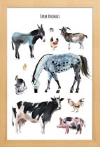 JUNIQE - Poster in houten lijst Farm Animals -30x45 /Bruin & Grijs