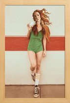 JUNIQE - Poster met houten lijst Venus Chillout -13x18 /Groen & Oranje