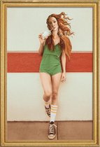 JUNIQE - Poster met houten lijst Venus Chillout -60x90 /Groen & Oranje