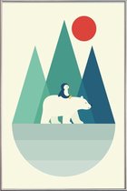 JUNIQE - Poster met kunststof lijst Bear You -30x45 /Blauw & Groen