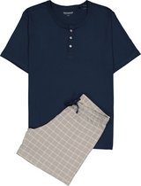 SCHIESSER heren shortama - donkerblauw -  Maat: XL