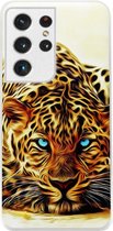 - ADEL Siliconen Back Cover Softcase Hoesje Geschikt voor Samsung Galaxy S21 Ultra - Tijger