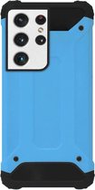 - WLONS Rubber Kunststof Bumper Case Hoesje Geschikt voor Samsung Galaxy S21 Ultra - Blauw