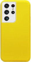 - ADEL Siliconen Back Cover Softcase Hoesje Geschikt voor Samsung Galaxy S21 Ultra - Geel